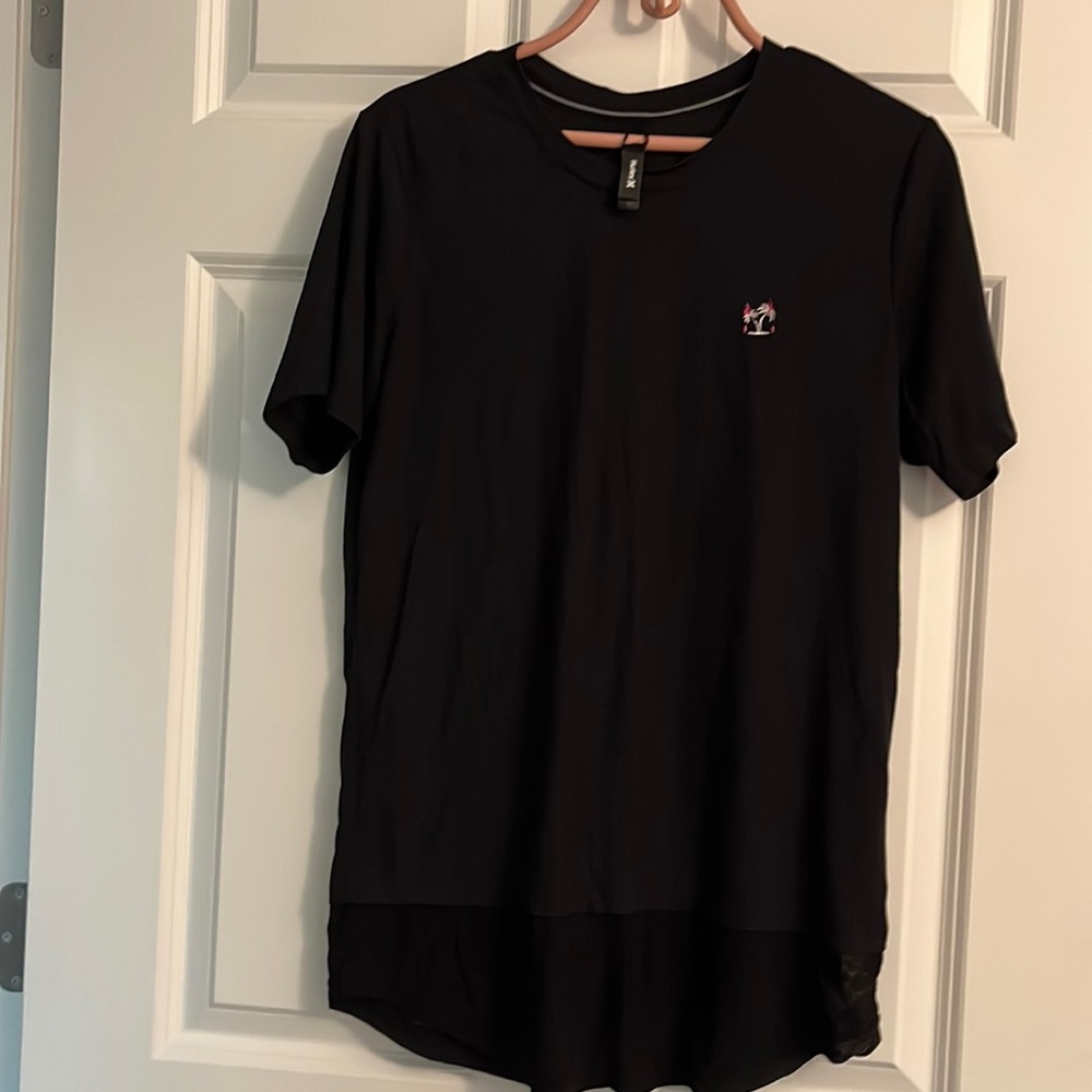 🧿HURLEY FLAMING 🌴 PALM TREES BLACK LACE👚 SHIRT LG